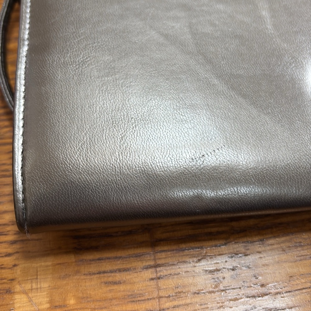 Vintage Ande Bronze Pewter Metallic Crossbody Clutch Bag Removable Strap Vintage - Picture 15 of 15